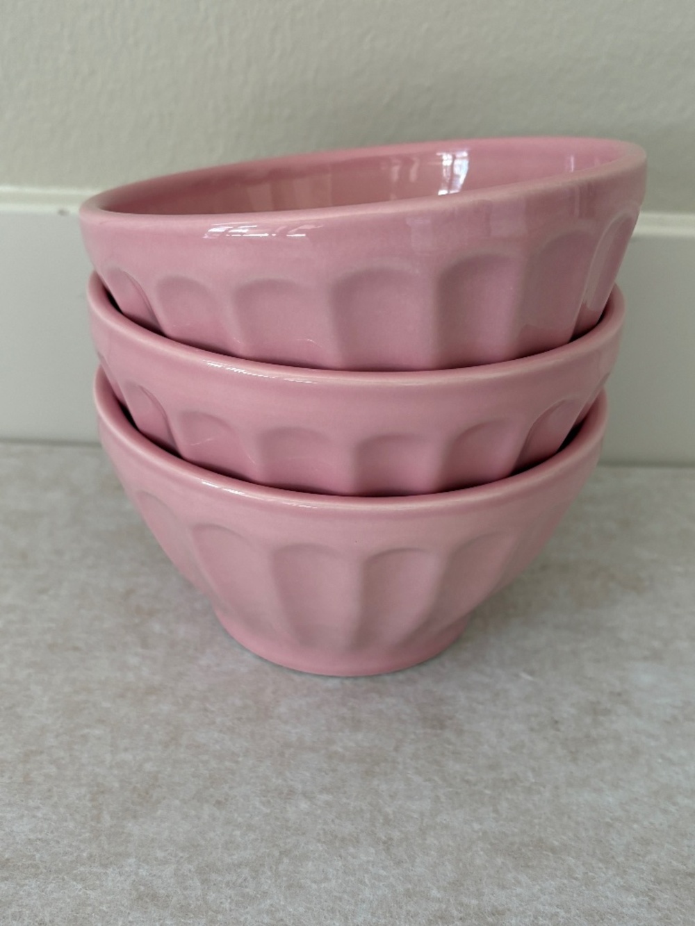 Anthropologie Cereal Bowls Pink Set of 3